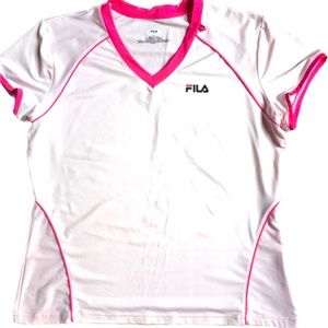 FREE💥 Fila Sport Pink Athletic Workout Top Sz XL Pink K2